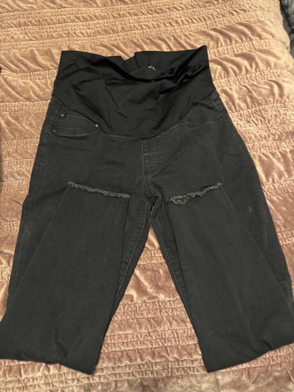 Liverpool Jeans Company Black Maternity Jeggings with Overbump Panel size Large